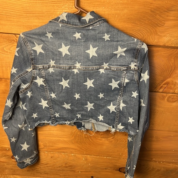Judy Blue Cropped Jean jacket Stars Womens Small Denim Patriotic USA Denim Layer - Picture 7 of 8